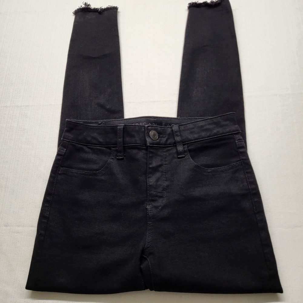 American Eagle Skinny Jeans Womens 2 26/28 High Rise Jegging Black Punk Rock 80s